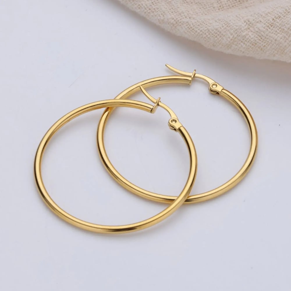 Women Gold Plated Stainless Steel  Hoop Earrings 